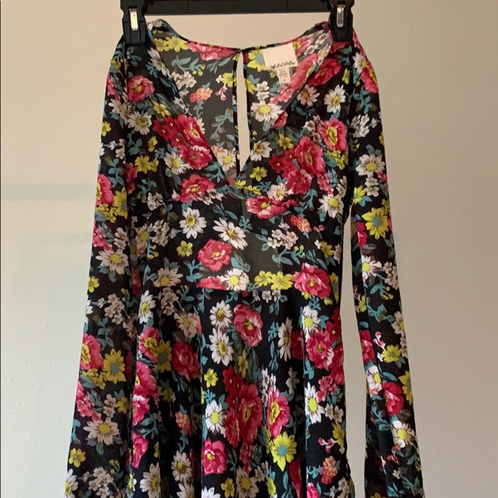 Open Back Skater Floral Dress Urban Outfitters 0